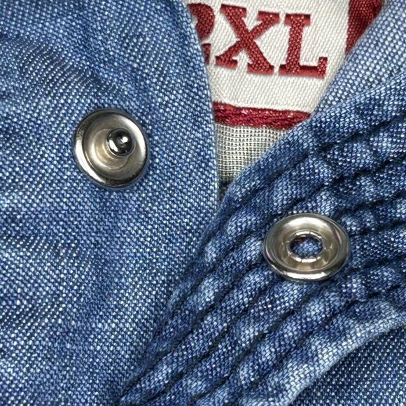 Sovereign Code Shirt Mens 2XL Denim Pearl Snap Western Cowboy Work Rodeo Outdoor - Picture 8 of 16